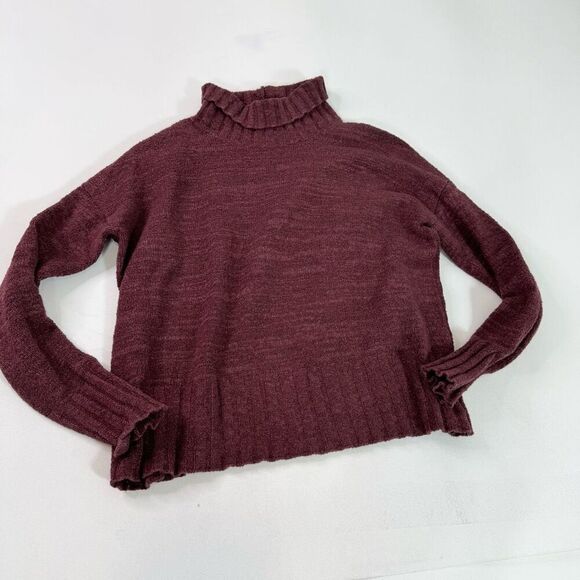 Peruvian Connection Sweater Womens Medium Turtleneck Pima Cotton Burgundy - Picture 1 of 9